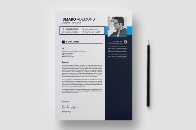 设计师专业个人简历&推荐信二合一设计模板 Resume Template 42插图(2)