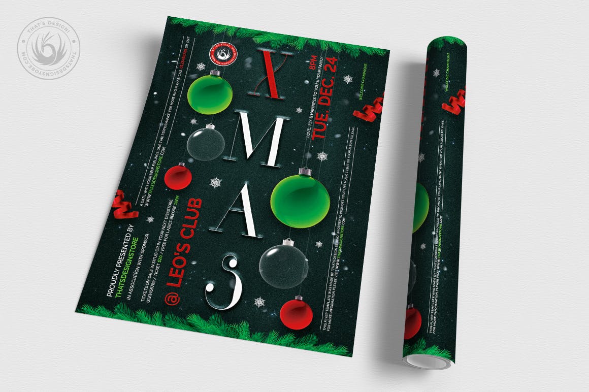 圣诞节平安夜活动主题海报传单设计模板v13 Christmas Eve Flyer Template V13插图(2)