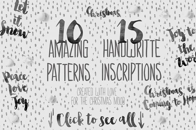 圣诞系列手绘图标/插画/明信片设计套装 Christmas bundle hand-drawing icons插图4