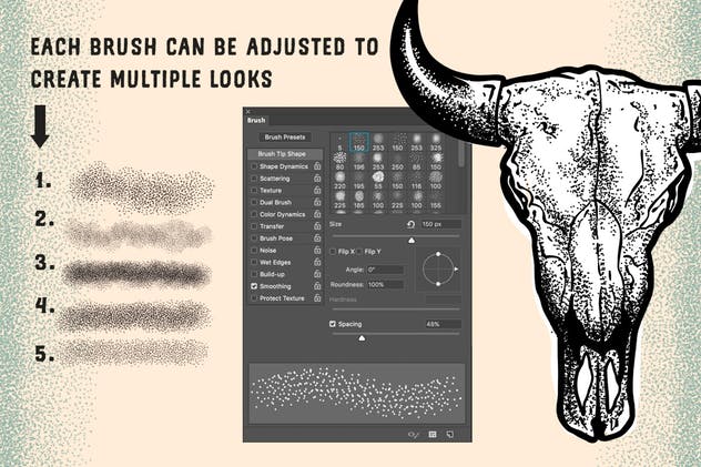 点画法艺术创作效果PS&AI绘画笔刷套装 Stipple Brush Set for Photoshop and Illustrator插图(2)