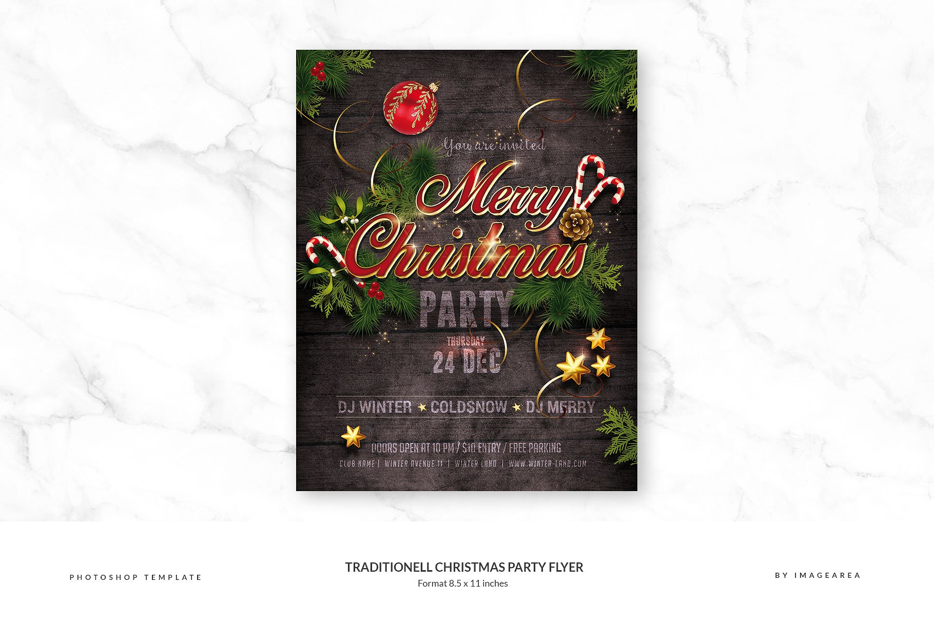 圣诞派对传单PSD模板 Traditionell Christmas Party Flyer插图
