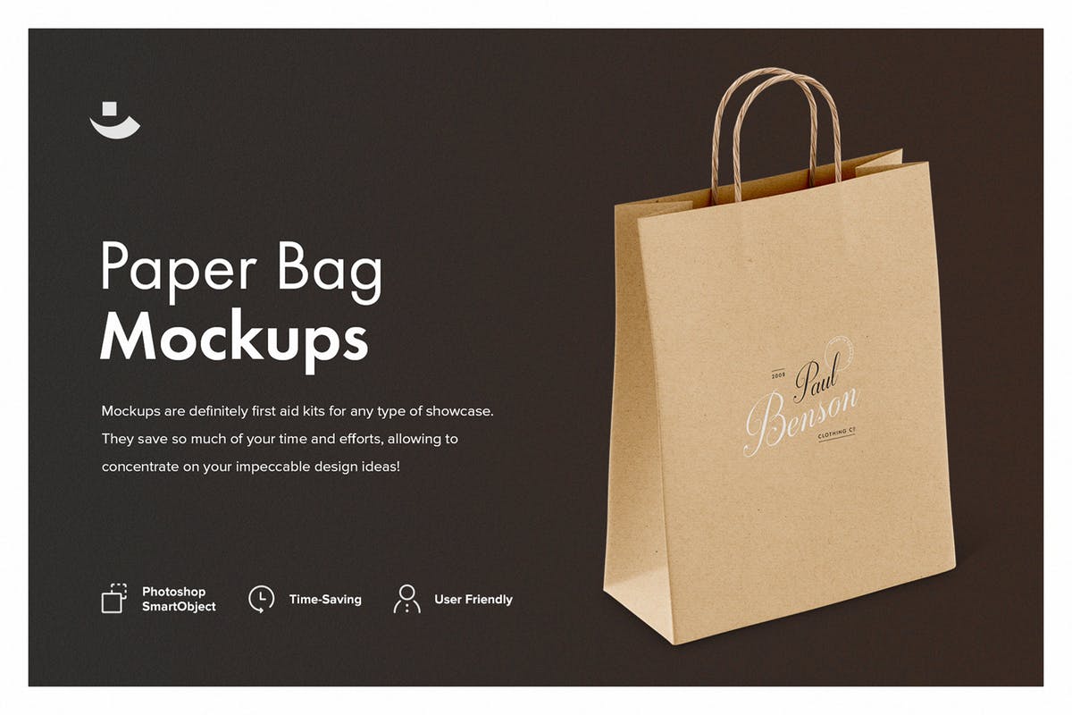 经典牛皮纸购物袋样机套装 Paper Bag Mockup Set插图