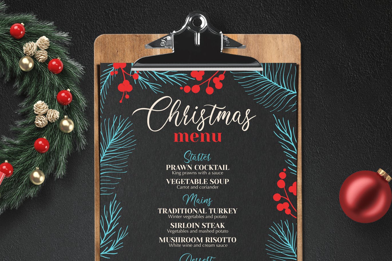 新年圣诞晚餐派对菜单宣传单DM海报设计模板插图(3)