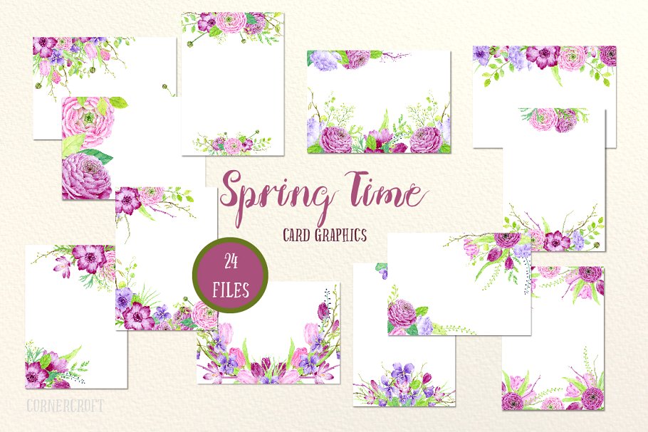 水彩插画设计师套装 Watercolor Design Kit Spring Time插图(5)