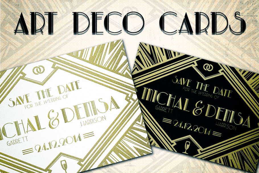 装饰派艺术企业名片模板 Art Deco Card插图