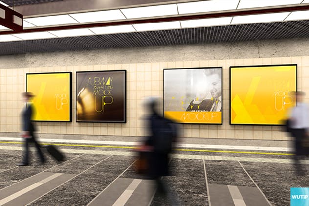 地铁海报广告牌灯箱广告牌样机模板 Subway Advertising Mockups插图9