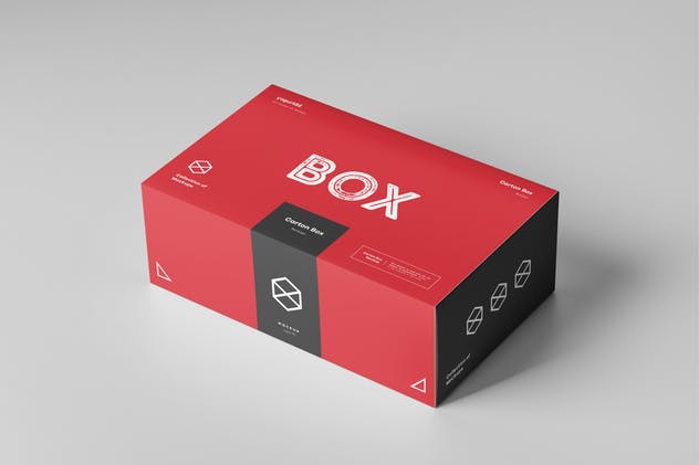 纸箱礼品包装箱样机模板 Carton Box Mock-up 23x14x8 & Wrapper插图3