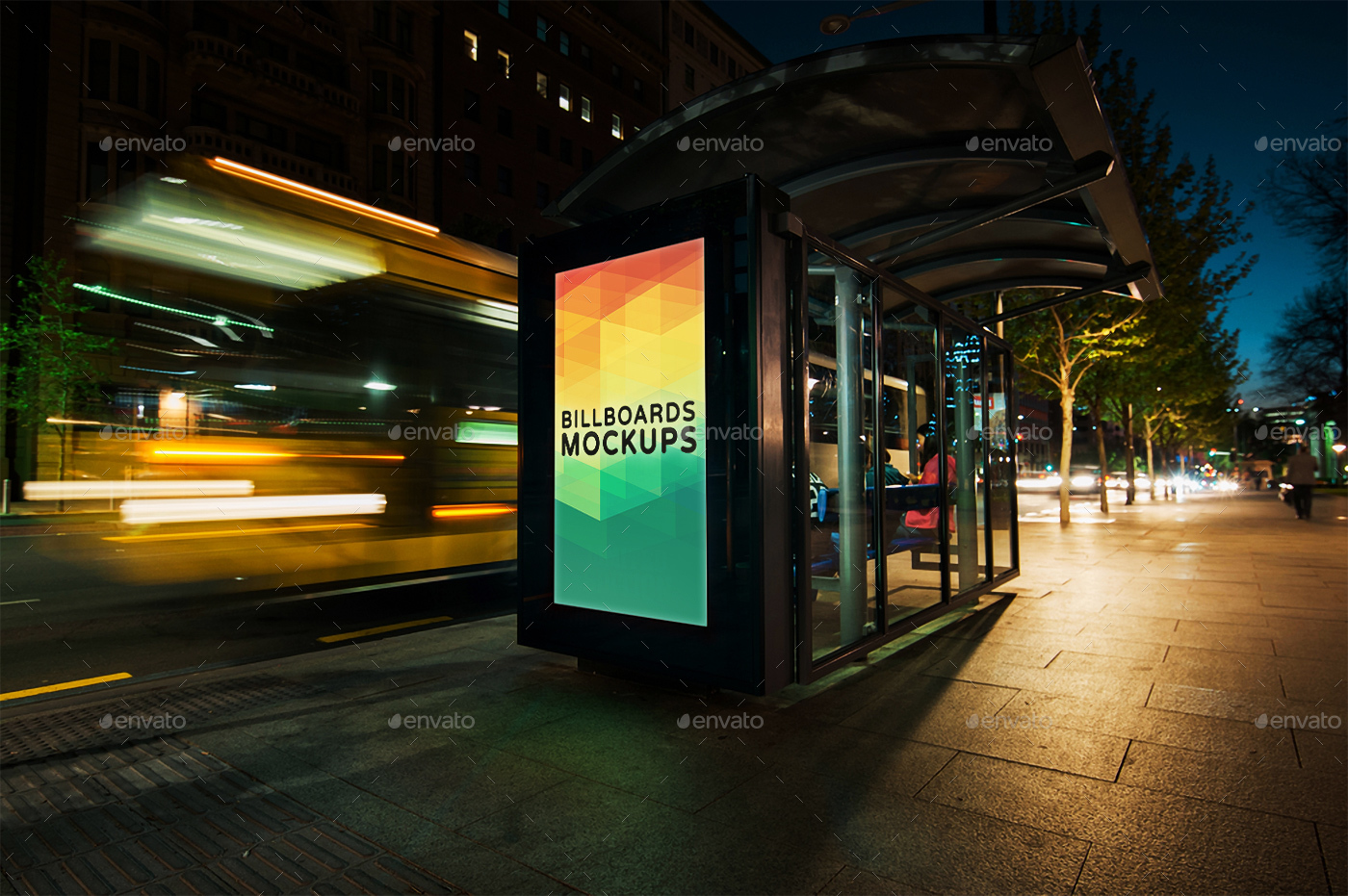 夜间广告牌展示样机模版 Billboards Mockups at Night Vol.1插图2