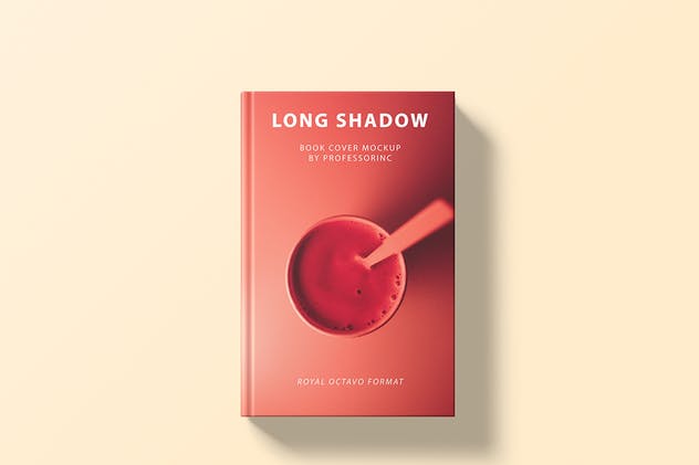 红色精装封面书本印刷品样机 Long Shadow Book Cover Mockup插图(4)