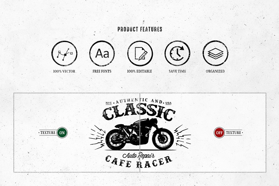 复古摩托车重型机车标志模板 Vintage Motorcycle Logo Design插图(3)