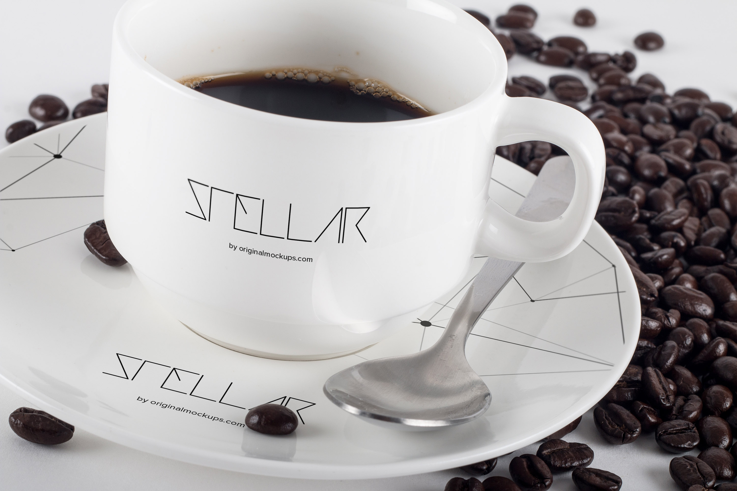 咖啡瓷杯咖啡店咖啡品牌Logo商标设计预览样机01 Coffee Cup Mockup 01插图