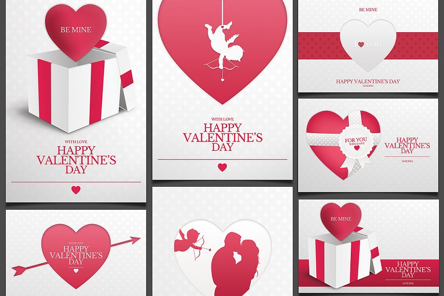 40款情人节主题卡片贺卡模板 40 Valentine’s Day Cards插图3