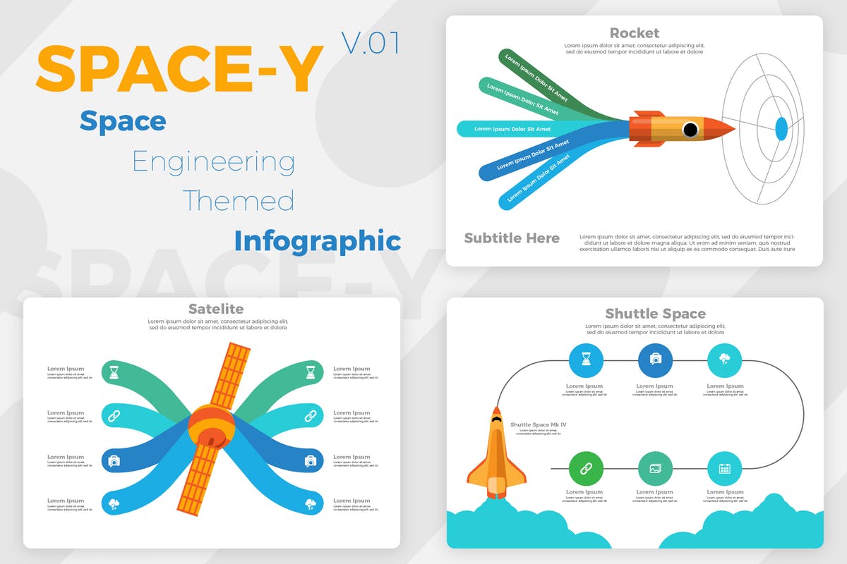 航天科技信息图表幻灯片设计素材模板 Space-Y – Infographic插图
