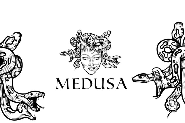 蛇发女怪美杜莎Logo设计模板 Medusa Mascot Logo插图2