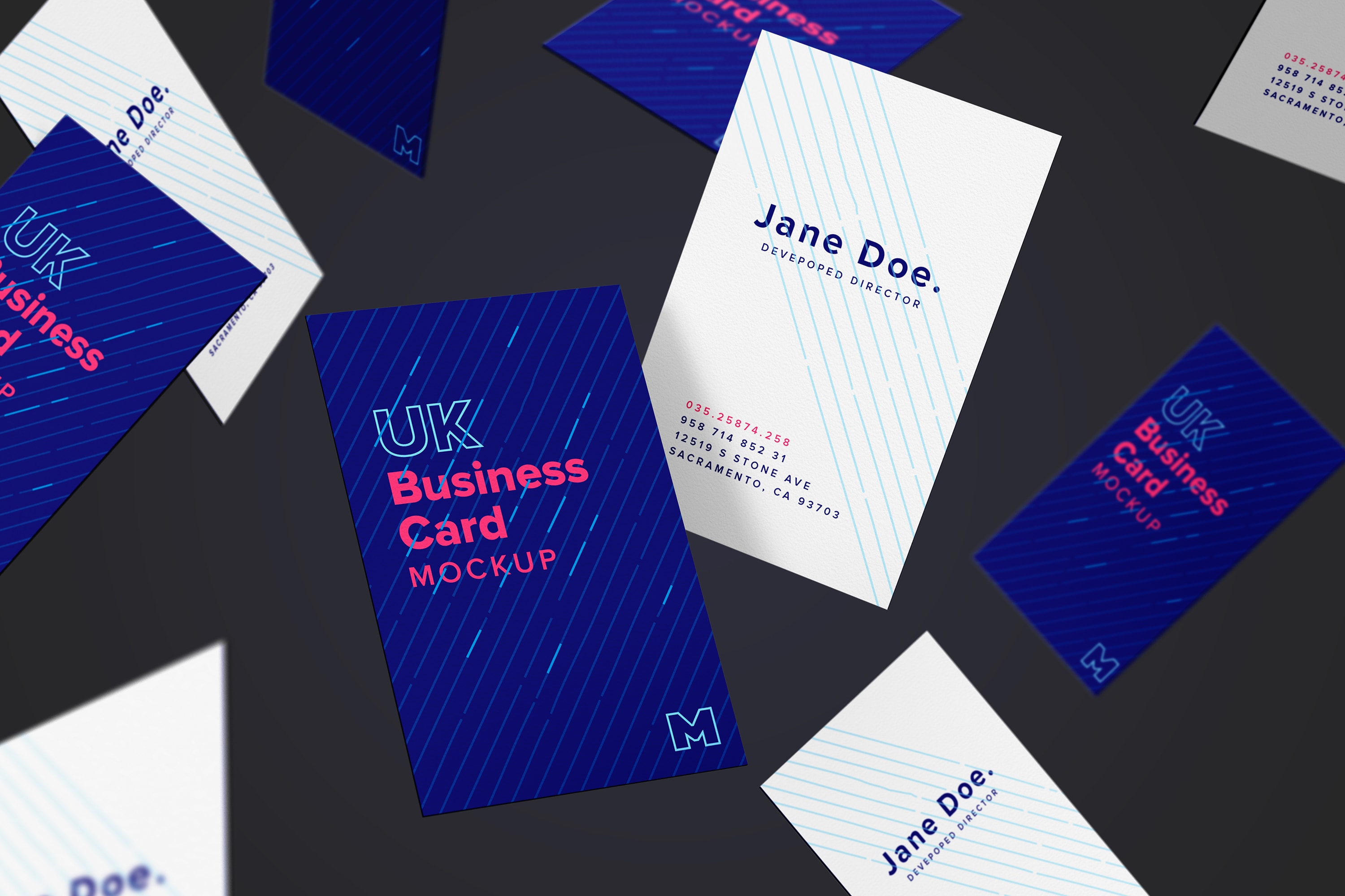 UK标准尺寸高端企业名片设计样机模板05 UK Business Card Mockup 05插图(1)