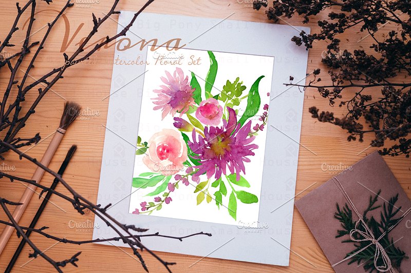 维罗纳-水彩花卉套装 Verona – Watercolor Floral Set插图3
