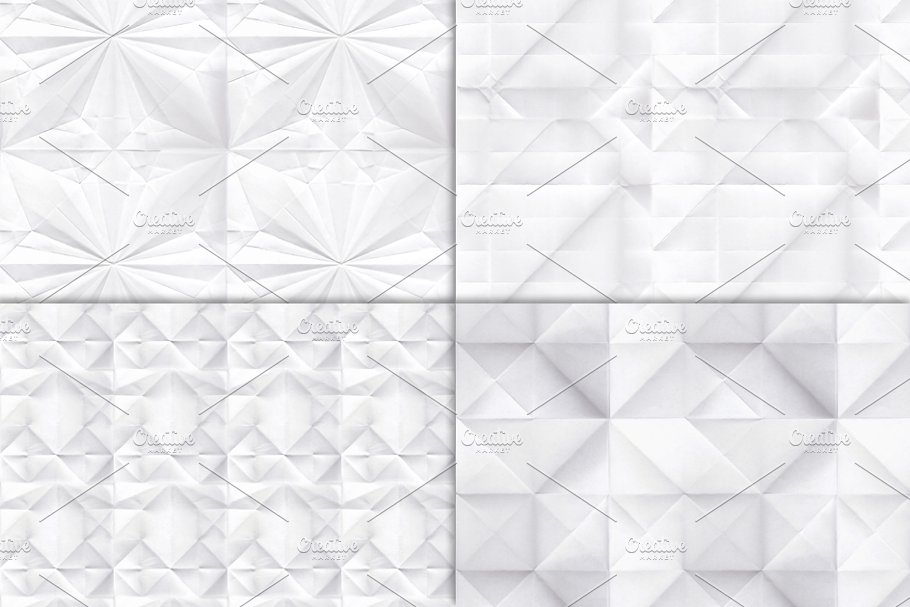折叠纸无缝纹理图案素材 Folded Paper Texture Patterns插图(1)