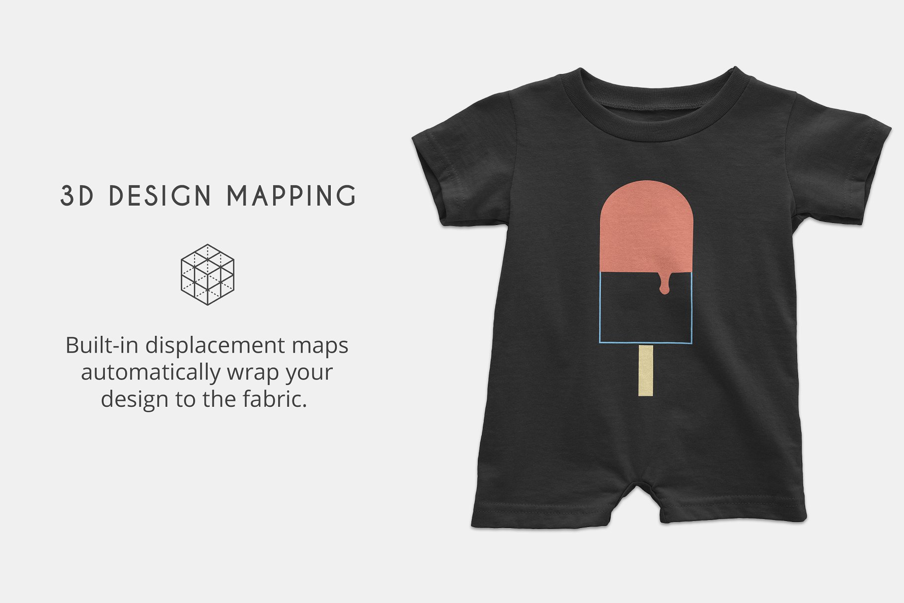 婴儿连体短袖T恤样机模板 Infant Tee Romper Mockups插图(1)