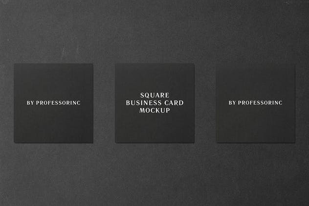 黑色方形商业名片样机模板 Square Business Card Mockup – Black Edition插图5