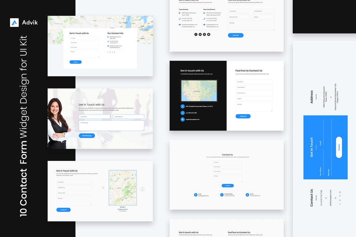 10款网站联系我们页面设计UI套件 10 Contact Form Widget Design for Web-UI Kit插图
