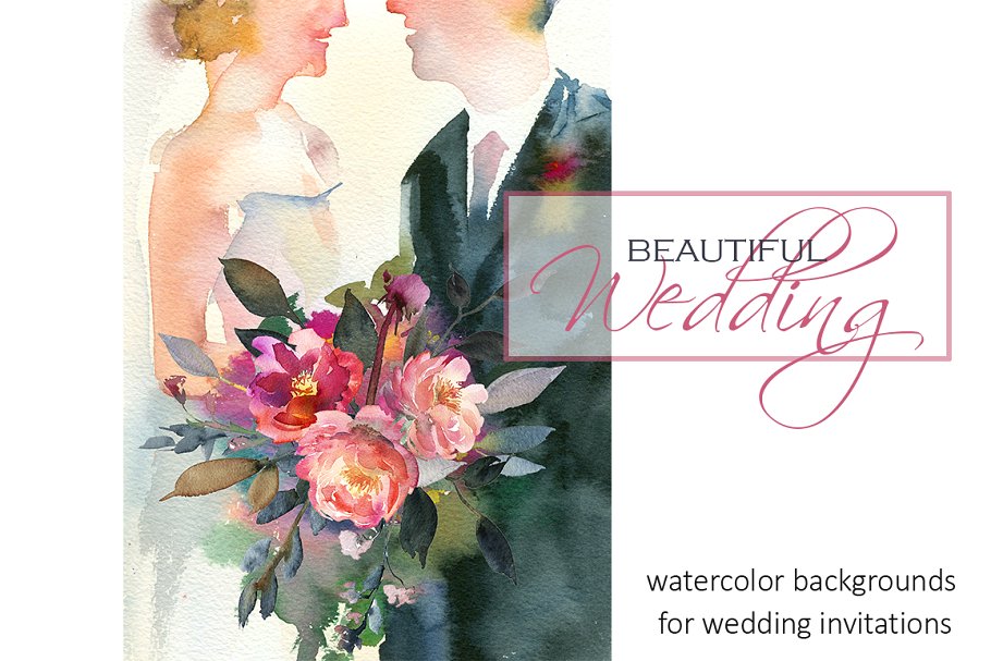 水彩花卉婚礼设计元素合集 Wedding Watercolor Illustration Set插图(2)