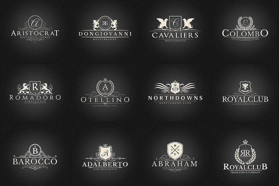 24款复古风格文字图形Logo设计模板 24 Crest Logos Bundle Vol.2插图(1)
