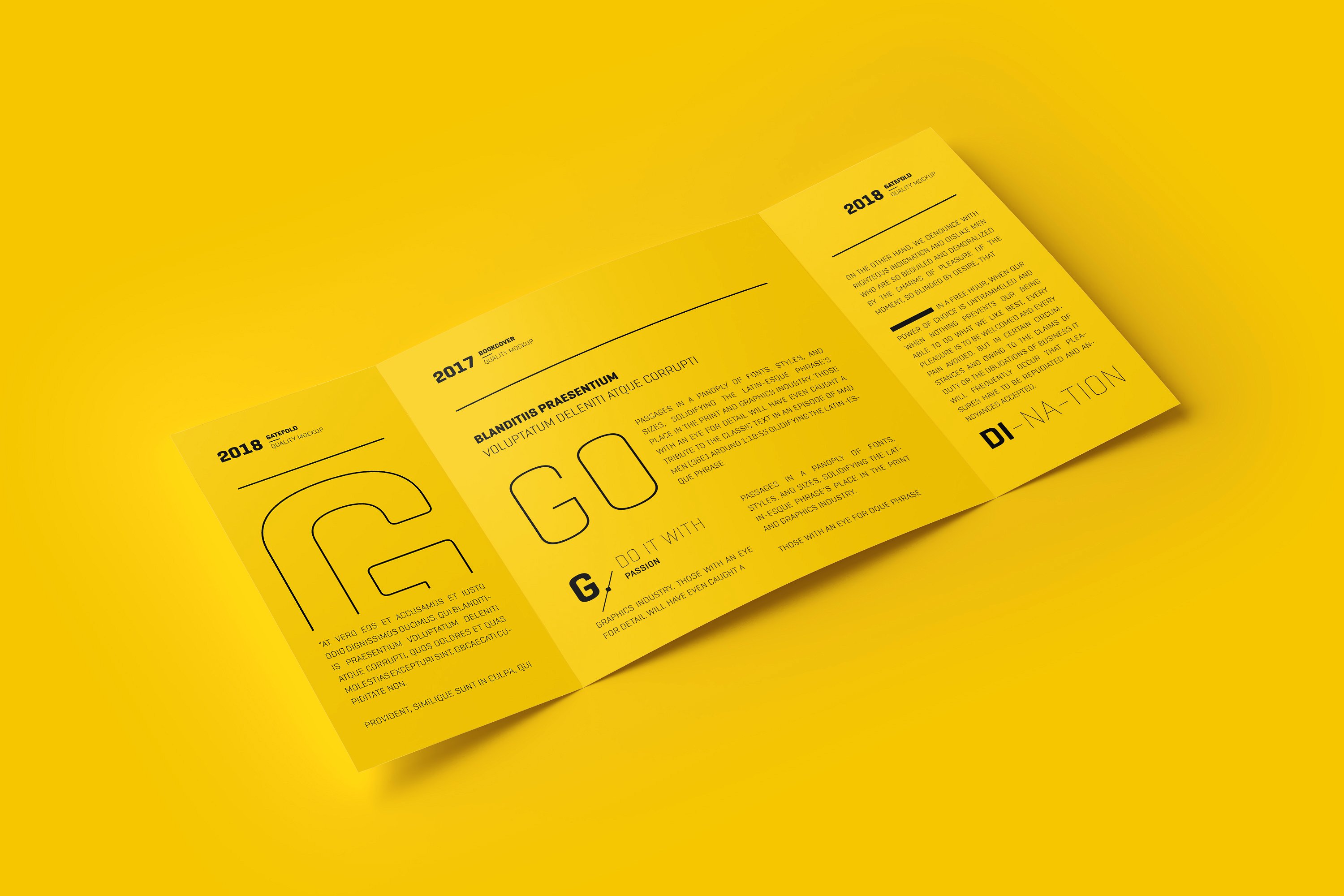 方形折页小册子展示样机下载 Square Gatefold Brochure Mockup-[psd]插图