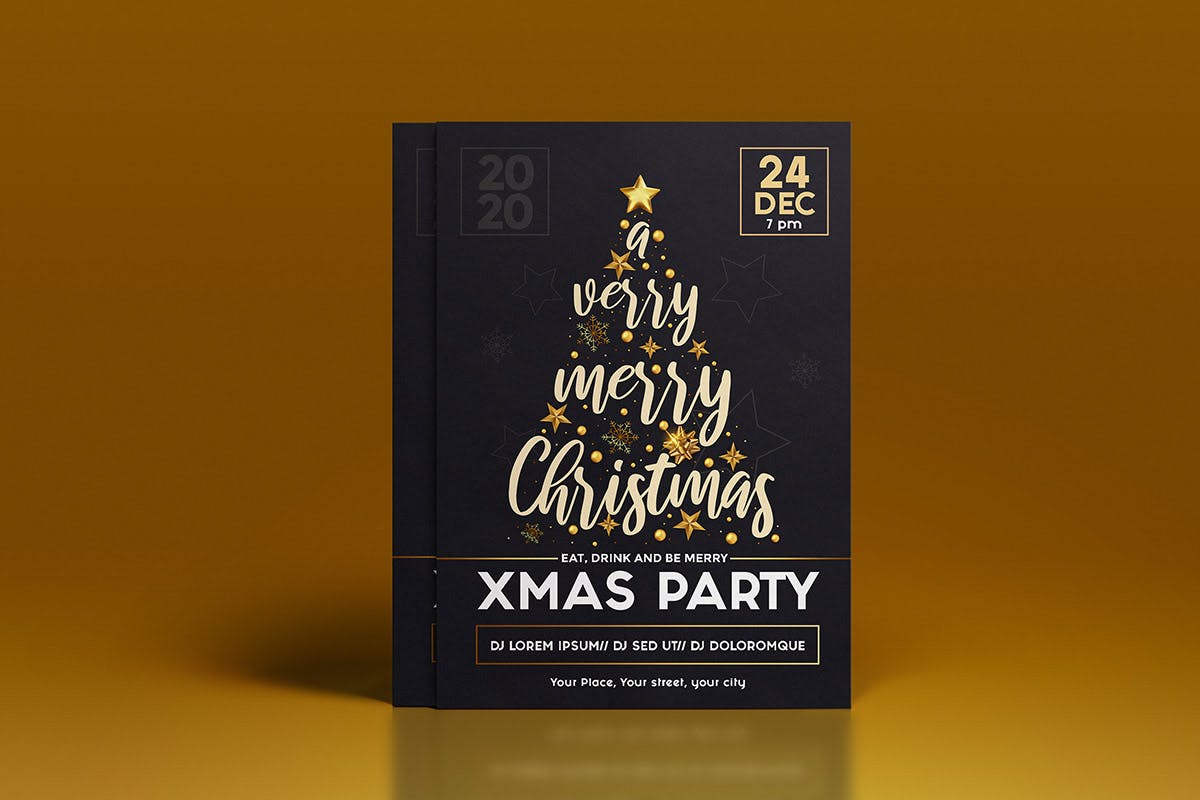 16合1圣诞节/新年主题海报传单设计模板 Set of 16 Christmas and Happy New Year Party Flyer插图(1)