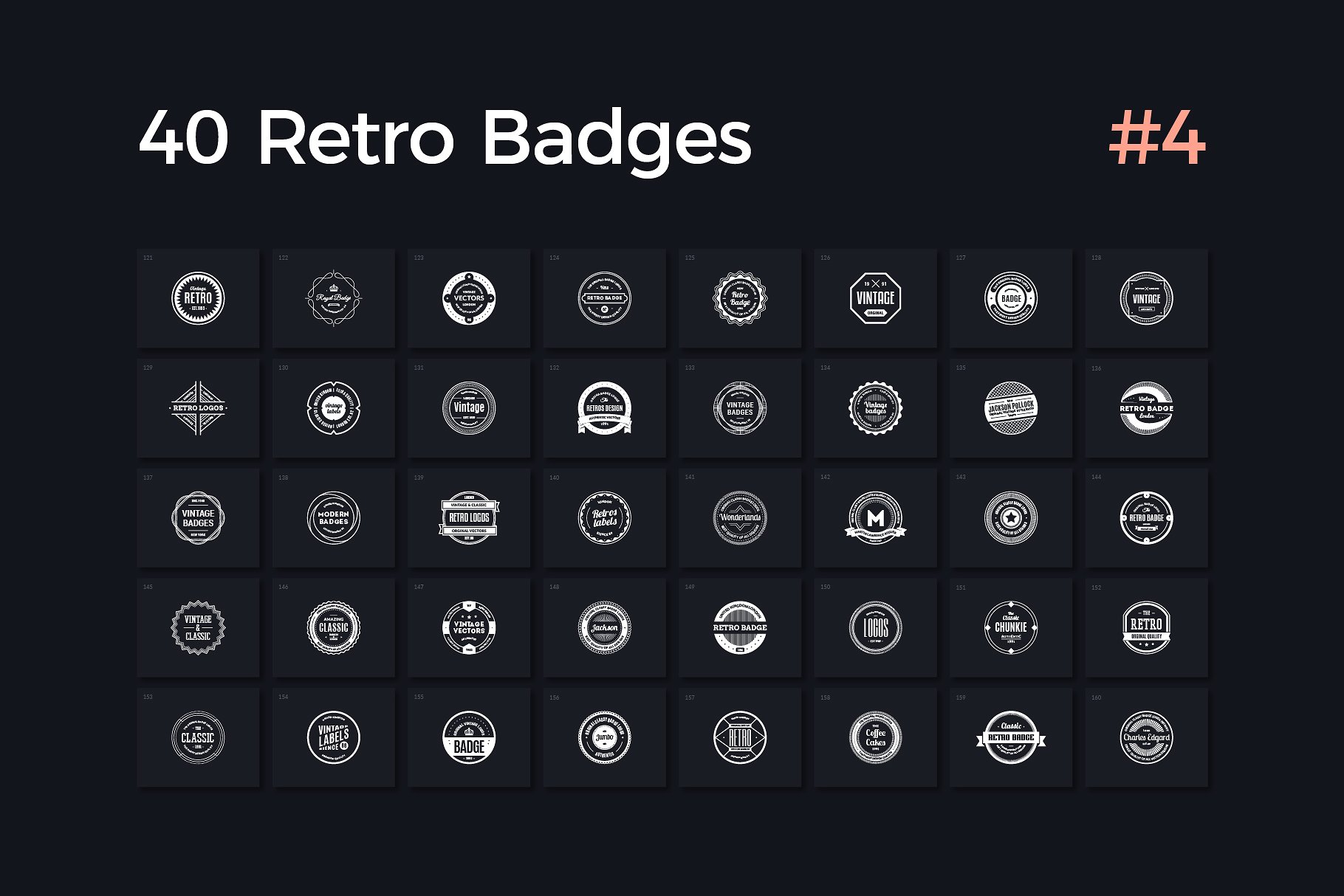 40款圆形复古徽章模板 Vol. 4 40 Retro Badges Vol. 4插图