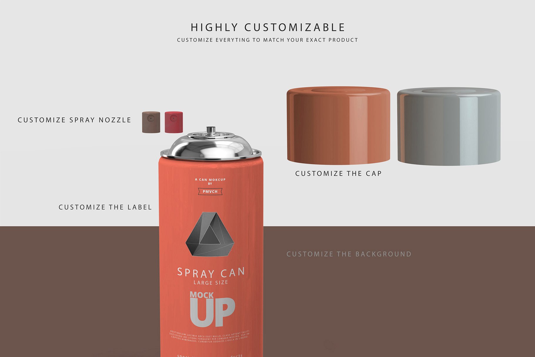 大尺寸的喷雾罐展示样机 Spray Can Mockup – Large Size [psd]插图(1)