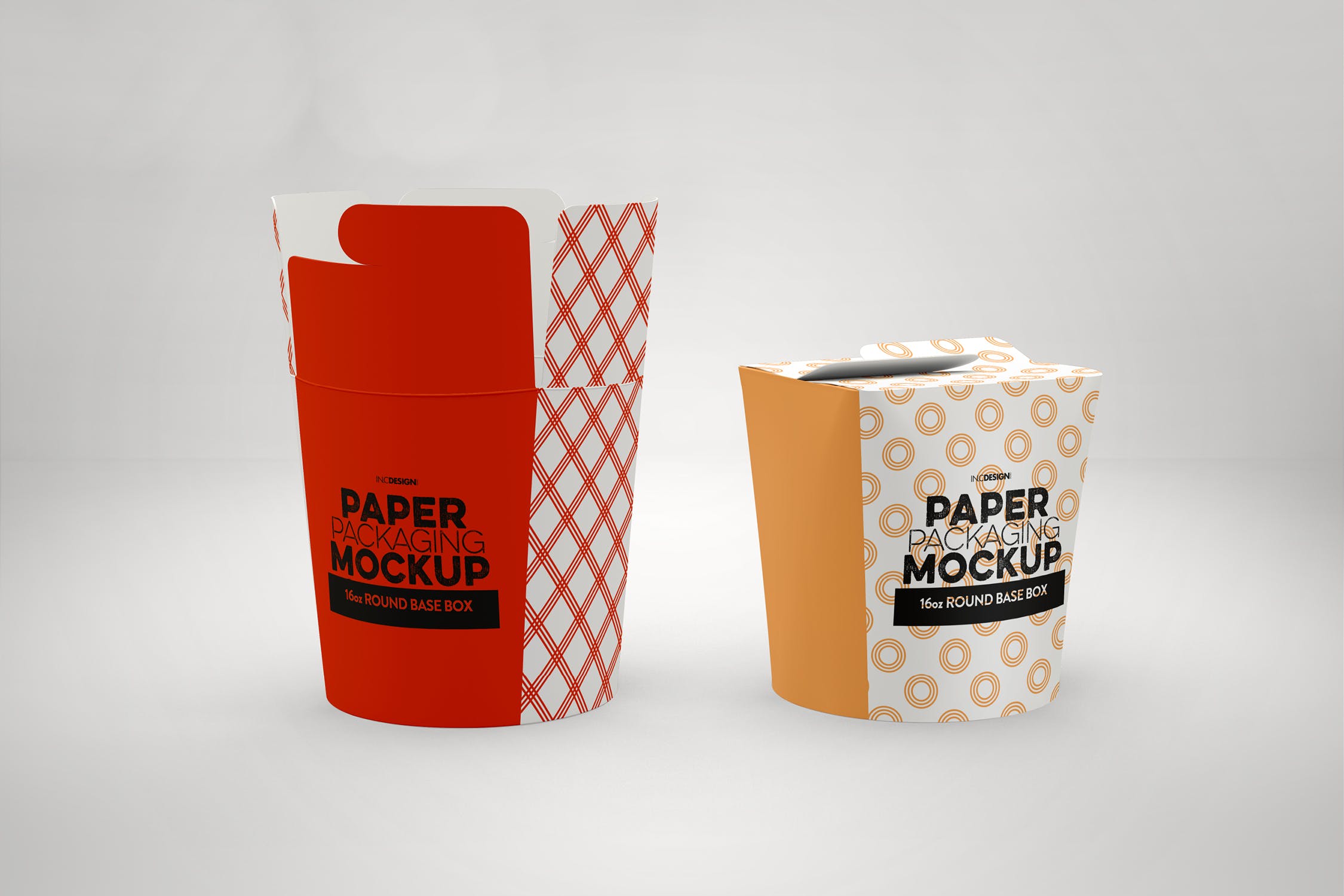 圆底小吃零食包装纸盒设计图样机 Paper Round Base Box 16/26oz Packaging Mockups插图1