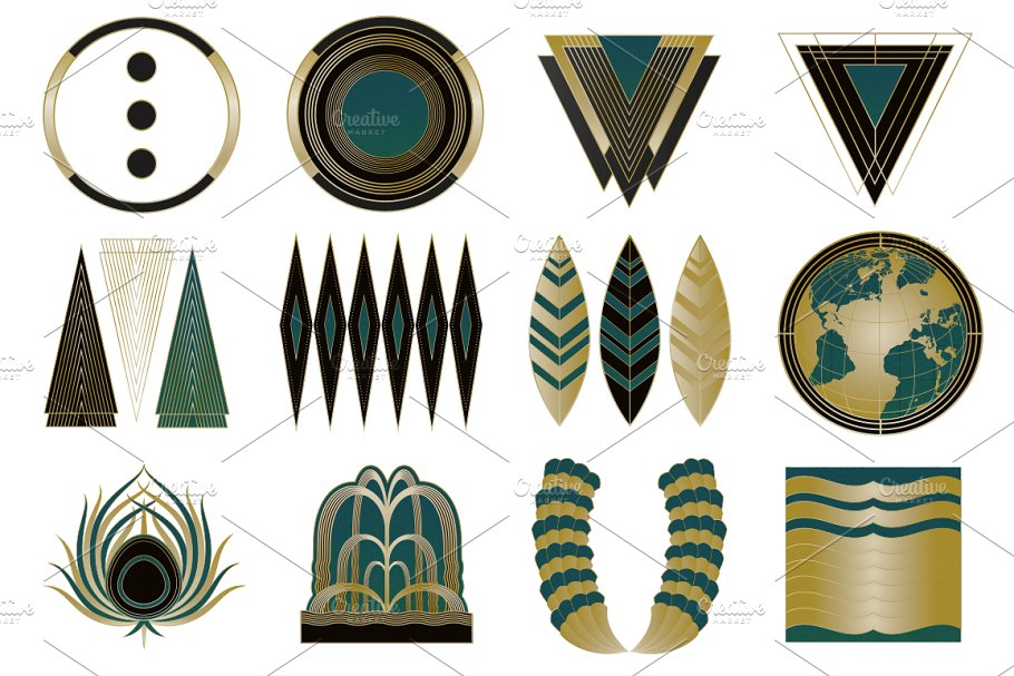 装饰艺术复古风格Logo模板 Art Deco Logos Templates插图2