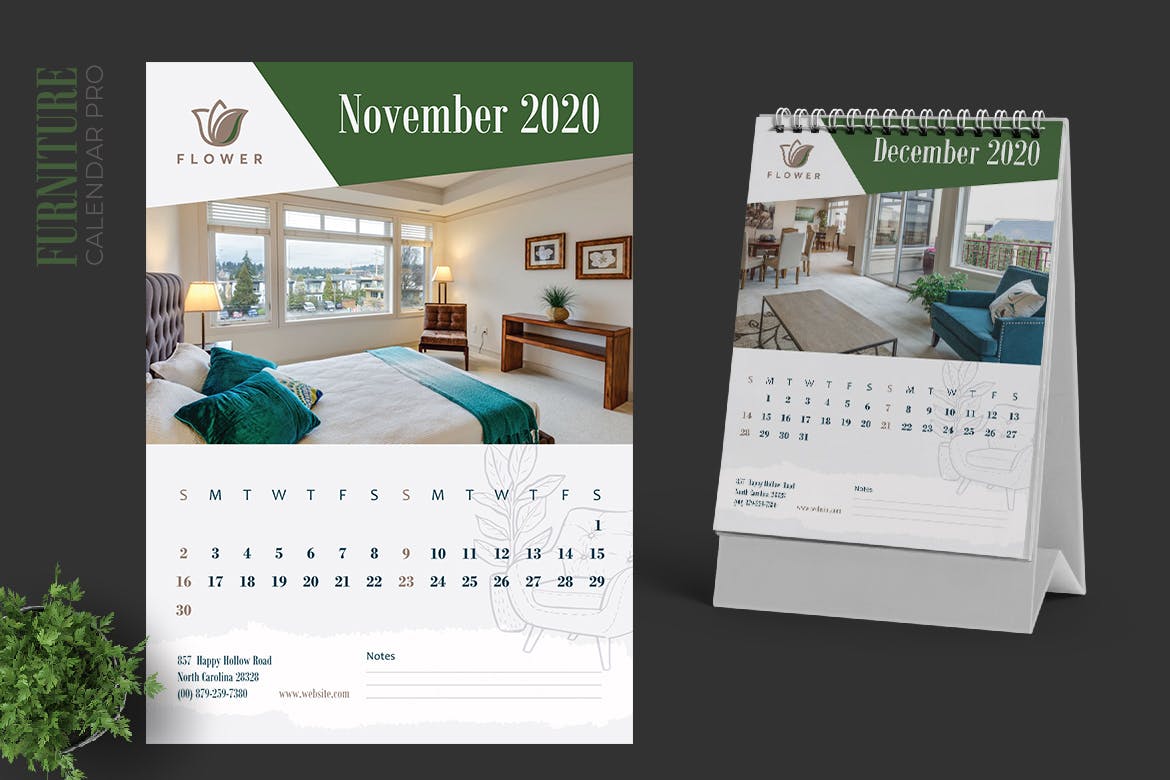 家具/室内装饰设计主题2020年活页台历日历模板 2020 Furniture / Interior Calendar Pro插图6