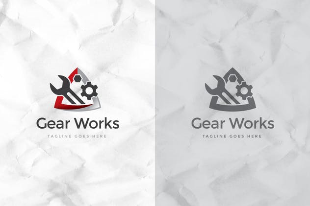 机械维修服务品牌Logo设计模板 Gear Works Logo Template插图2