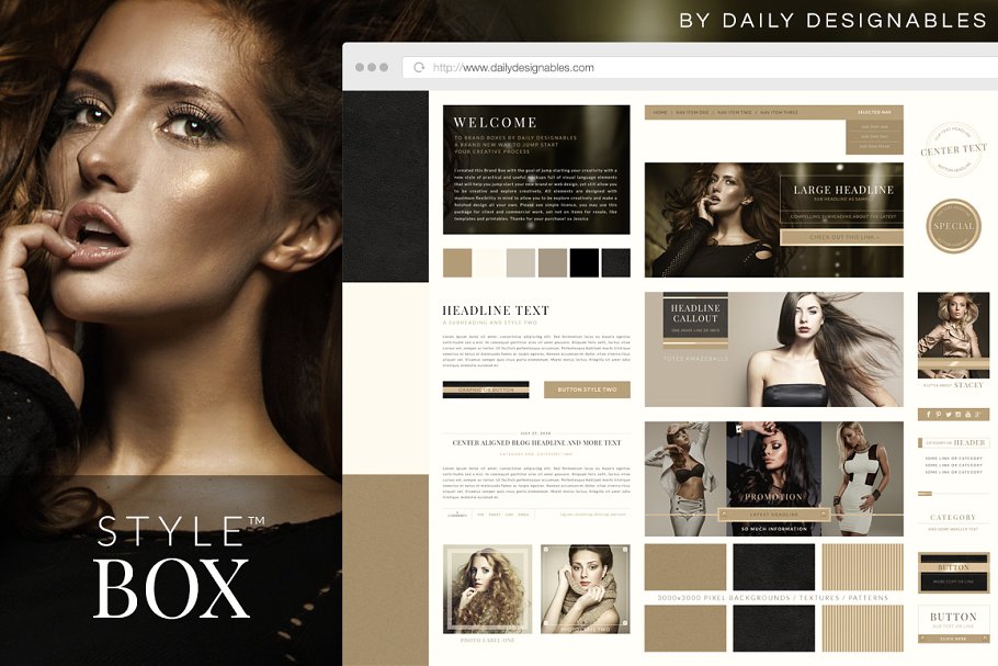 经典实用博客网站设计模板 StyleBox Blog Graphics/Website Kit 4插图