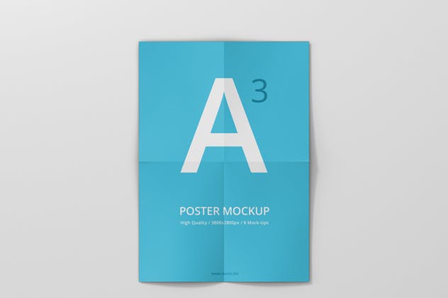 高分辨率带折痕海报样机模板 Poster Mock-Up插图(5)