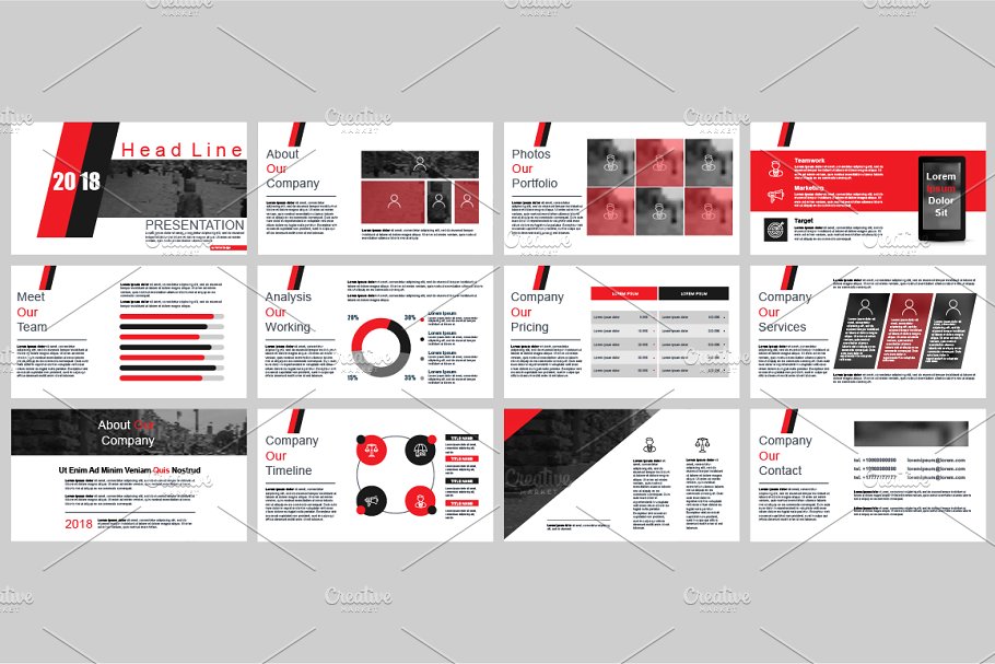 白色背景信息图表数据类幻灯片设计素材 Powerpoint Slide Templates插图(4)