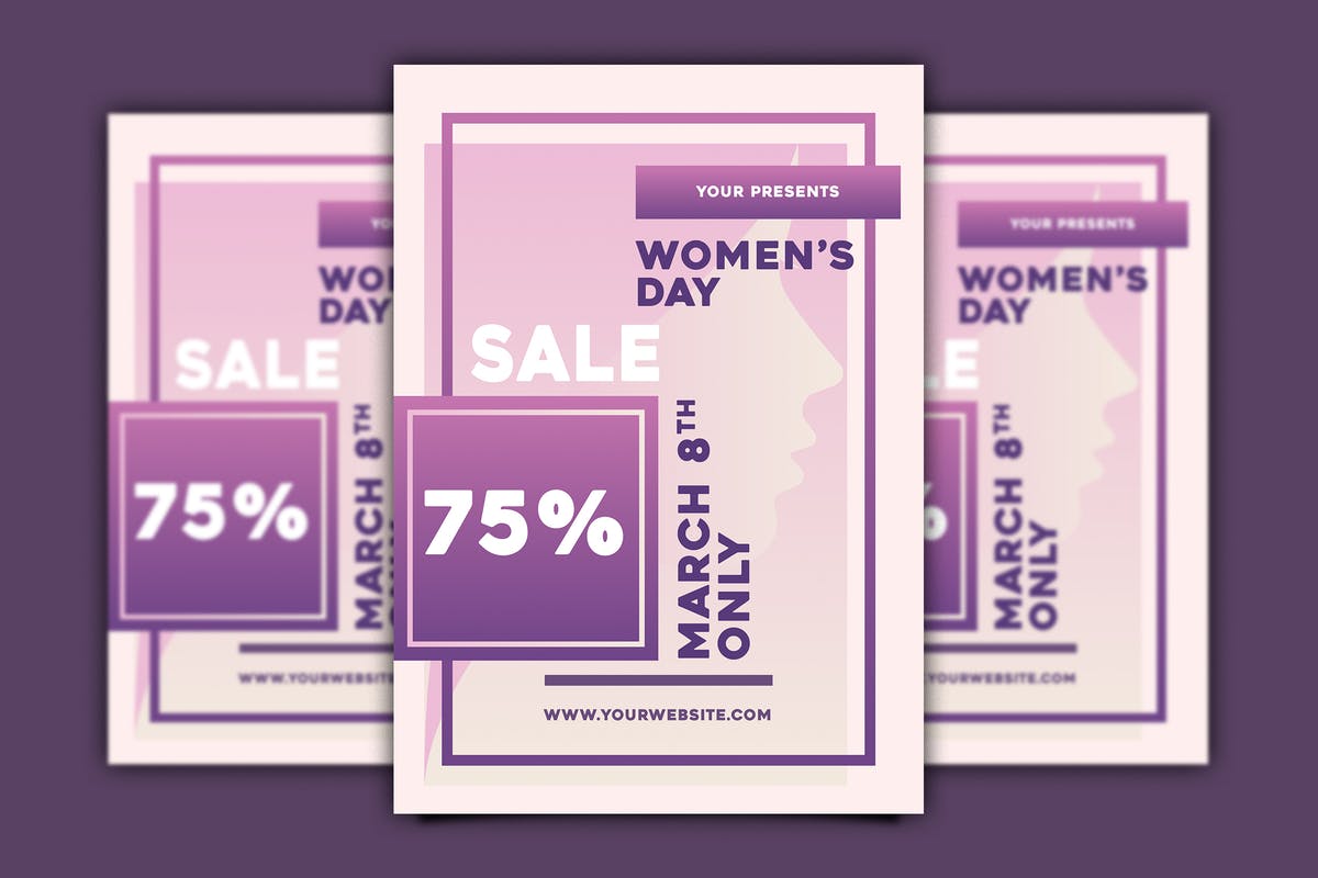 妇女节商店折扣广告传单设计模板 Women’s Day Sale Flyer插图