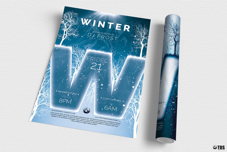 极简主义冬天主题传单PSD模板 Minimal Winter Flyer PSD插图(2)