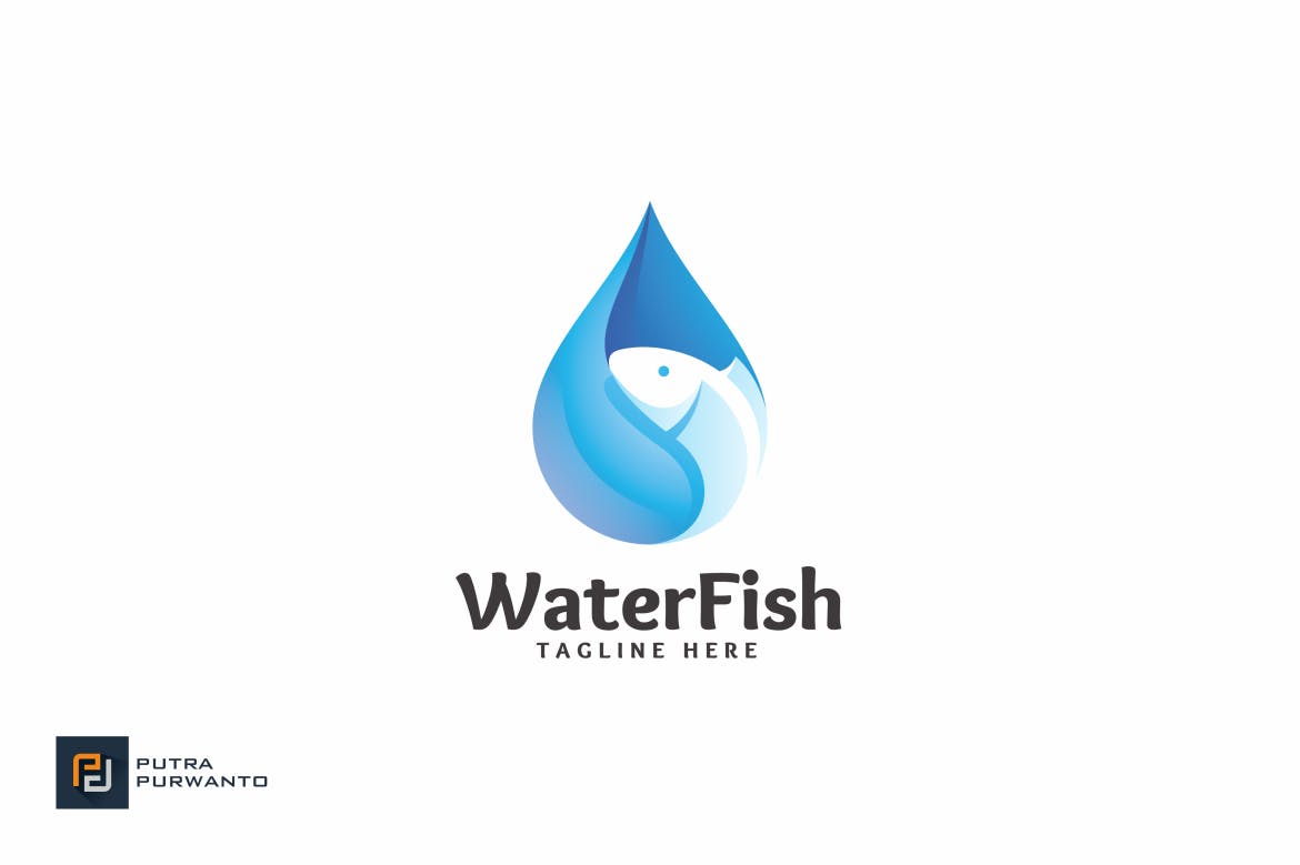 绿色环保机构公司水滴图形概念Logo设计模板 Water Fish – Logo Template插图(1)