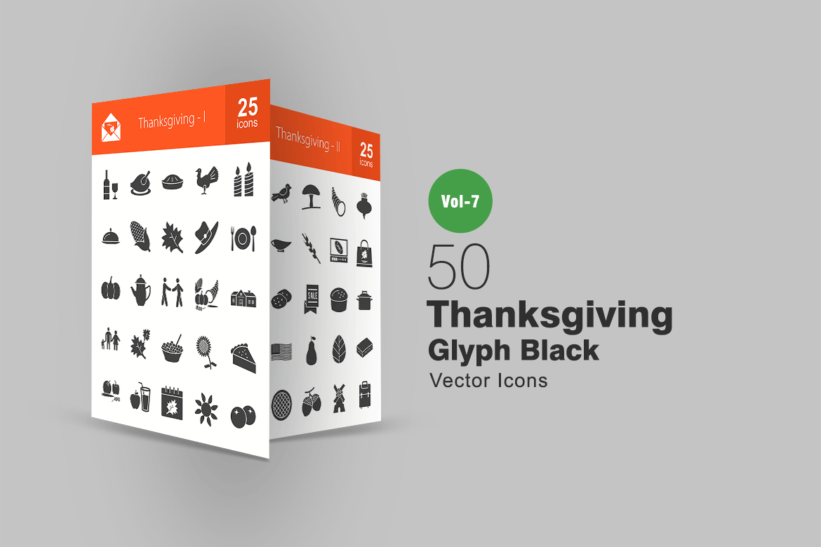 50个感恩节矢量符号图标素材 50 Thanksgiving Glyph Icons插图