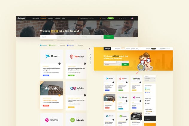 创意招聘网站设计PSD模板 Jobook – A Unique Job Board Website PSD Template插图(5)