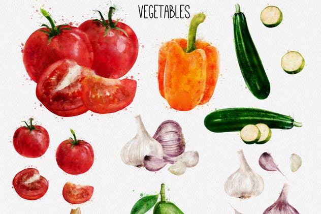 水彩水果&蔬菜插画合集 Watercolor Fruits And Vegetables插图6