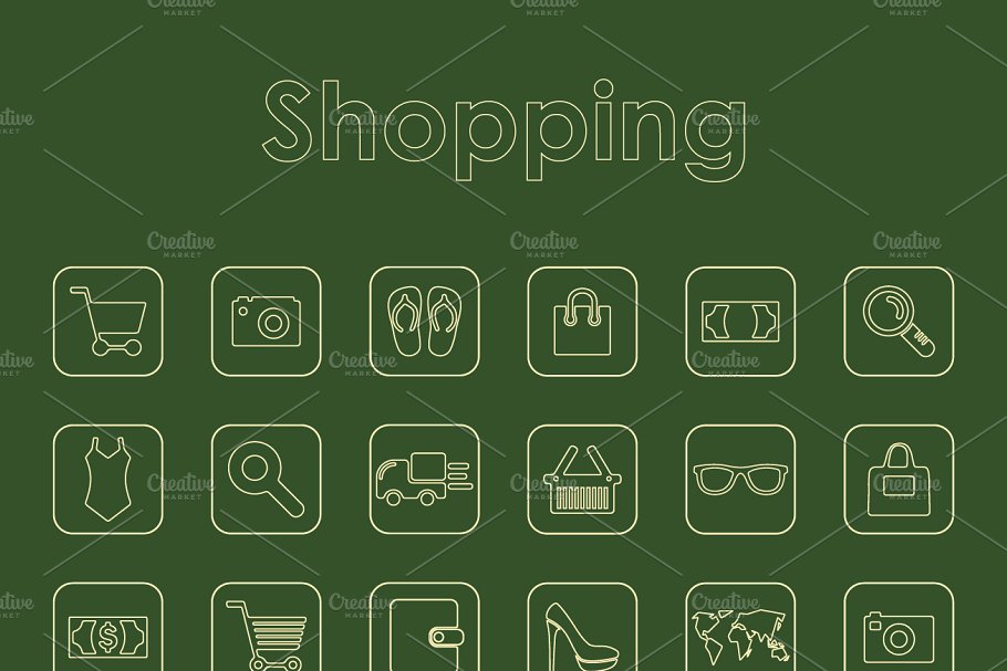 25枚购物主题简约风图标 25 SHOPPING simple icons插图1
