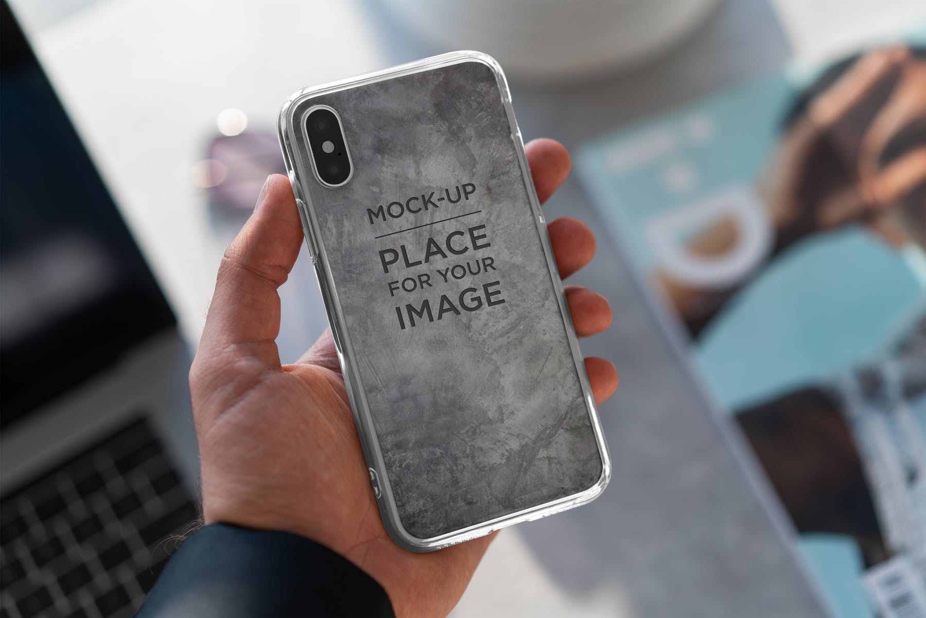 iPhone Xs透明手机壳外观设计效果图样机v2 iPhone Xs Clear Case Mock-Up vol.2插图(6)