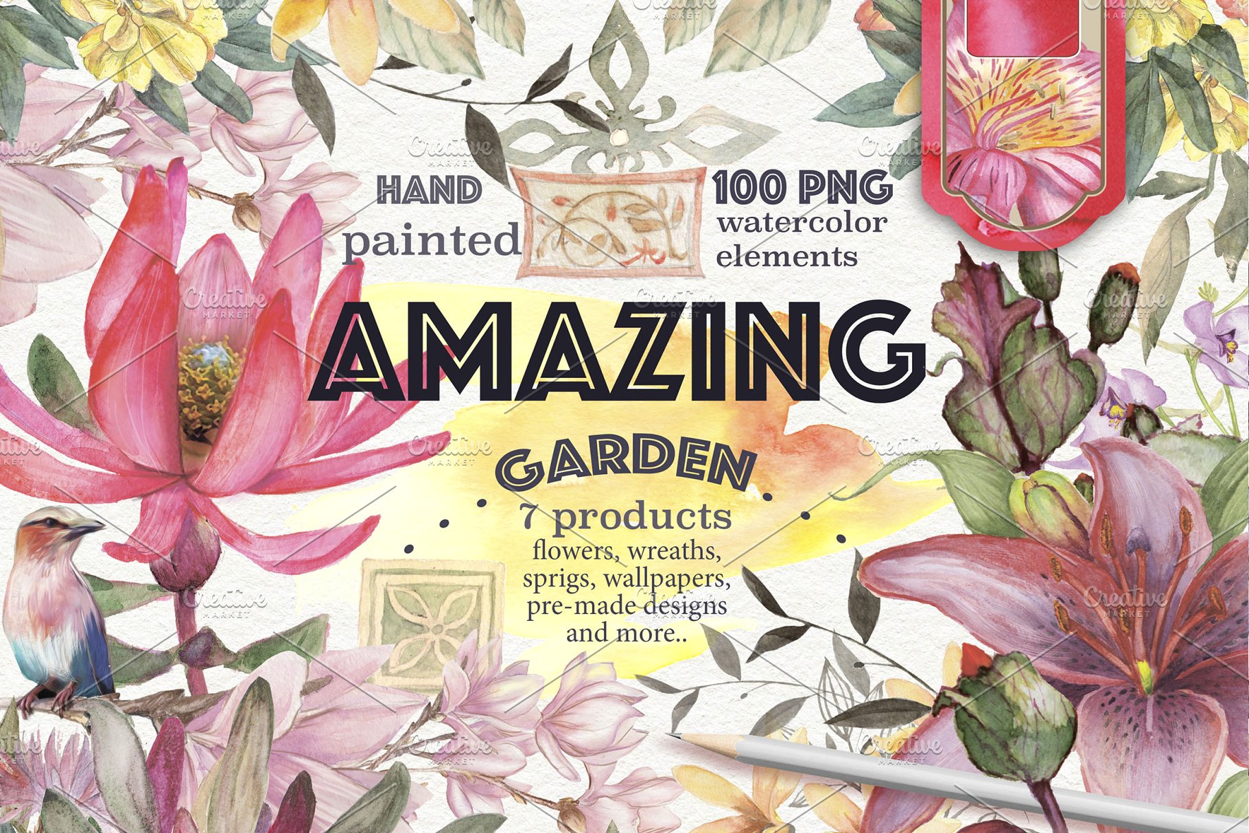 超级手绘水彩花园元素合集[1.23GB] Amazing garden 100 PNG插图1