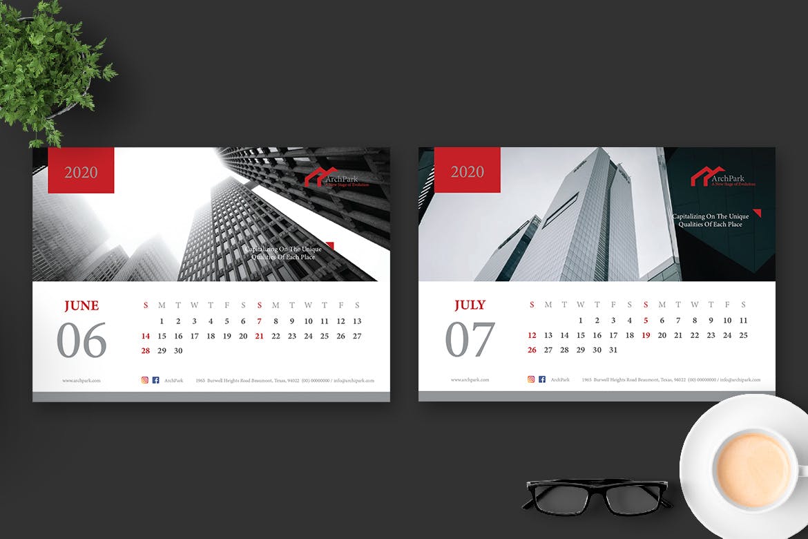2020年建筑行业主题高端台历设计模板 2020 Architect / Building / Office Calendar Pro插图4
