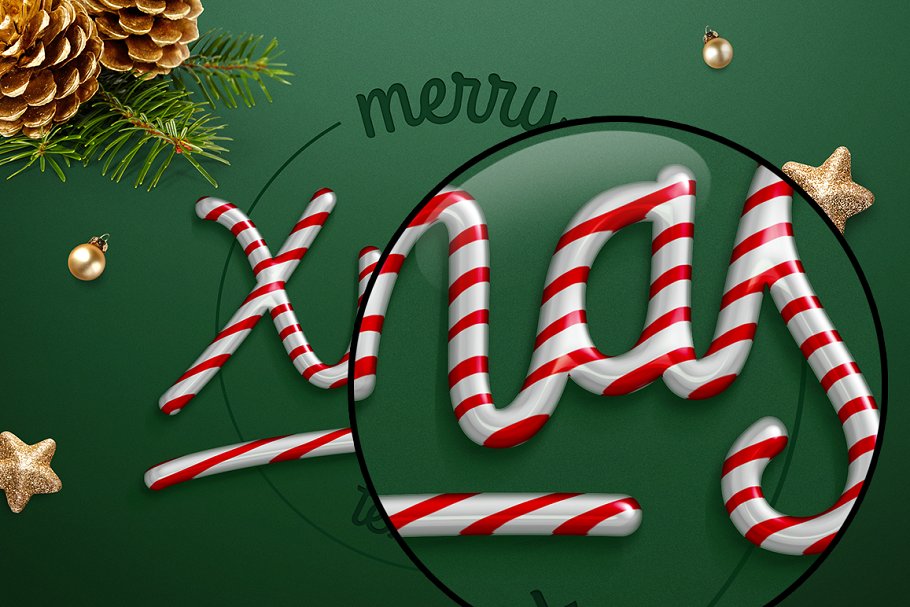 圣诞节日气氛创意海报字体PS图层样式 Christmas text effect插图1