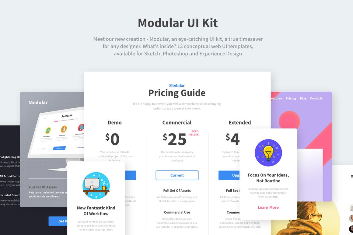 创意概念性网页网站设计UI模板 Modular UI kit插图(1)