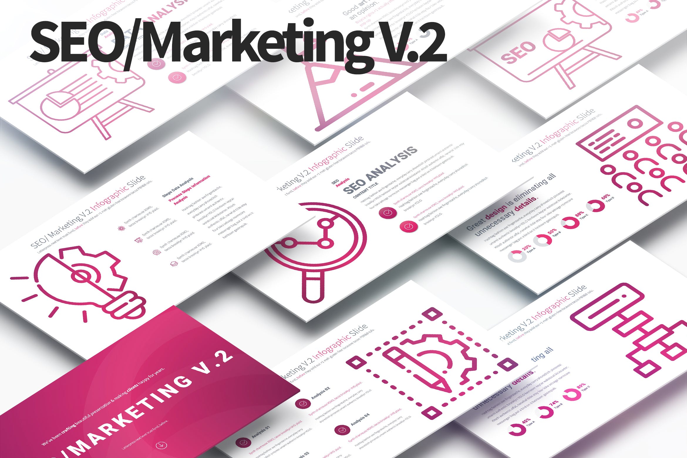 SEO/市场营销策划信息图表PPT幻灯片模板 SEO/Marketing V.2 – PowerPoint Infographics Slides插图